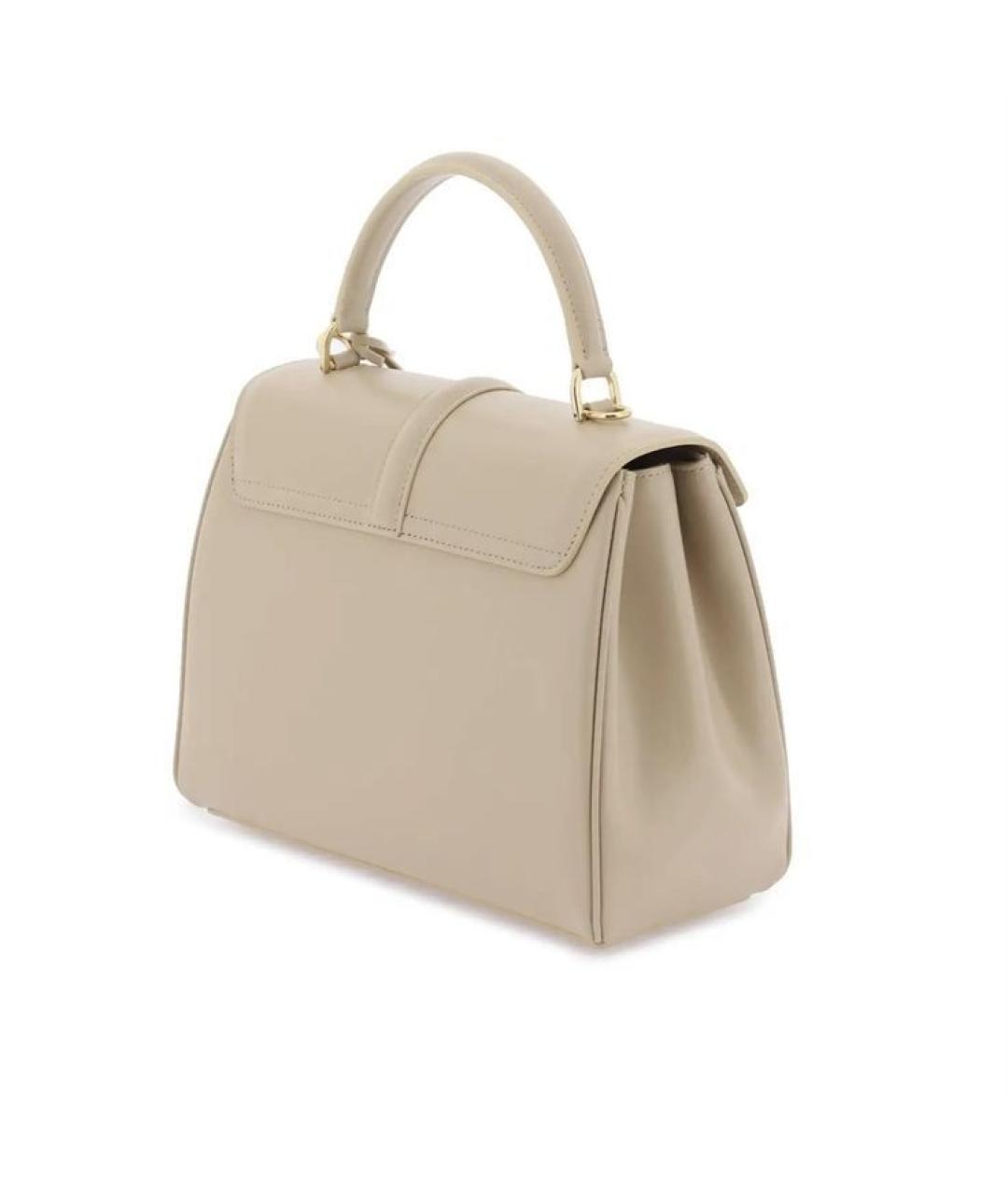 CELINE Бежевая кожаная сумка с короткими ручками, фото 3