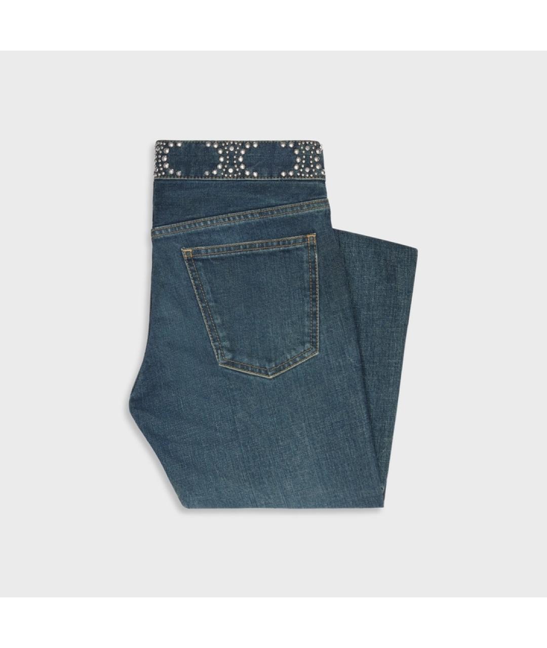 CELINE Синие хлопко-эластановые джинсы слим, фото 2