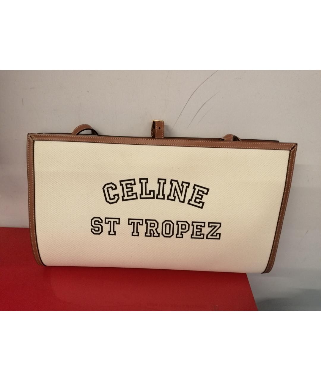 CELINE Бежевая хлопковая сумка тоут, фото 2