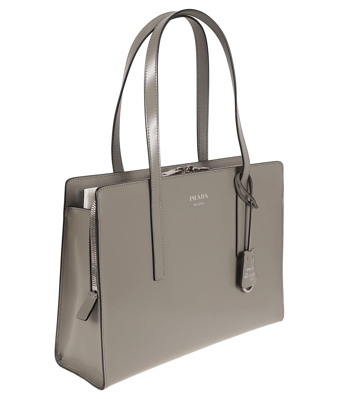 PRADA Серая кожаная сумка тоут, фото 3