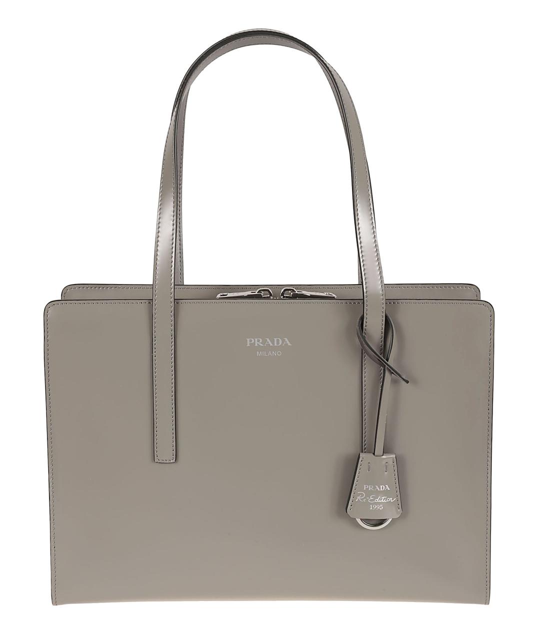PRADA Серая кожаная сумка тоут, фото 1
