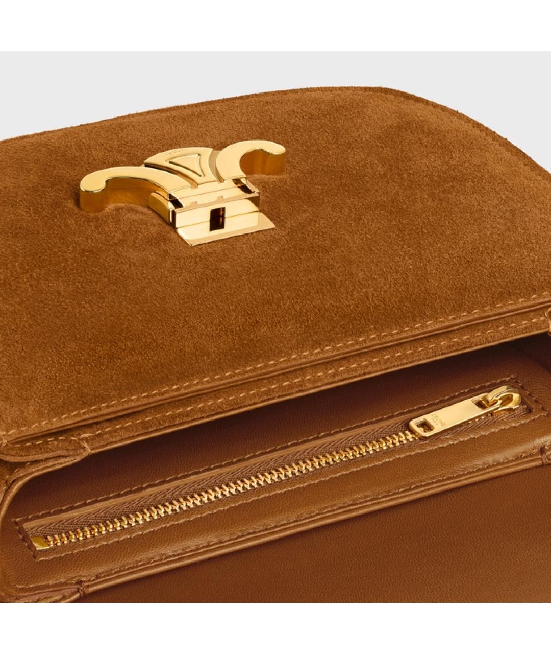 CELINE Коричневая кожаная сумка через плечо, фото 5