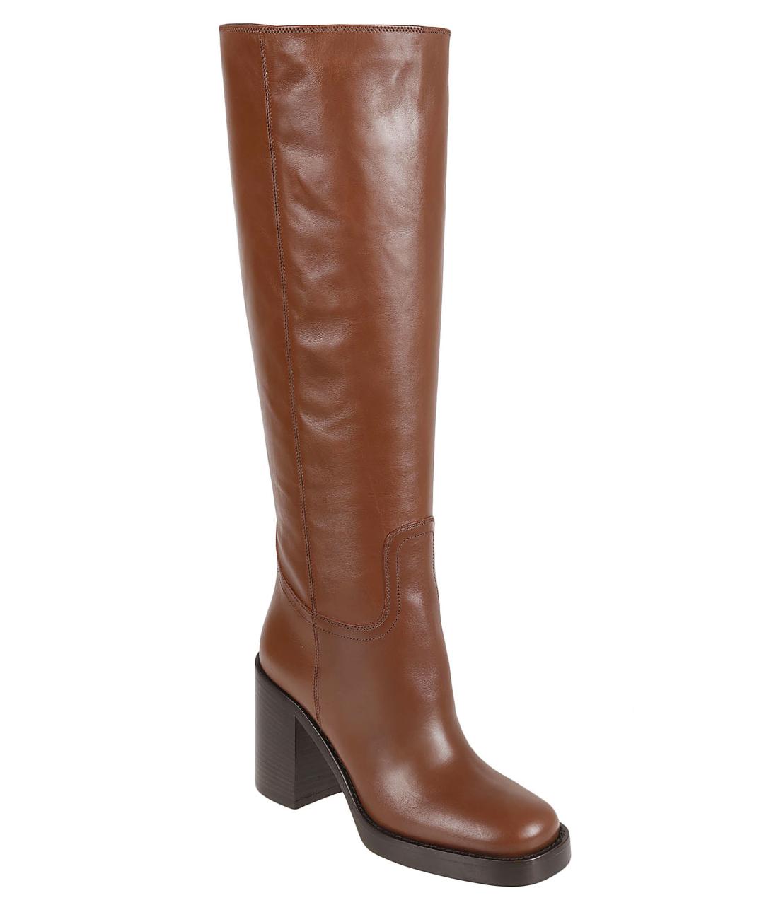 PRADA Коричневые кожаные сапоги, фото 2