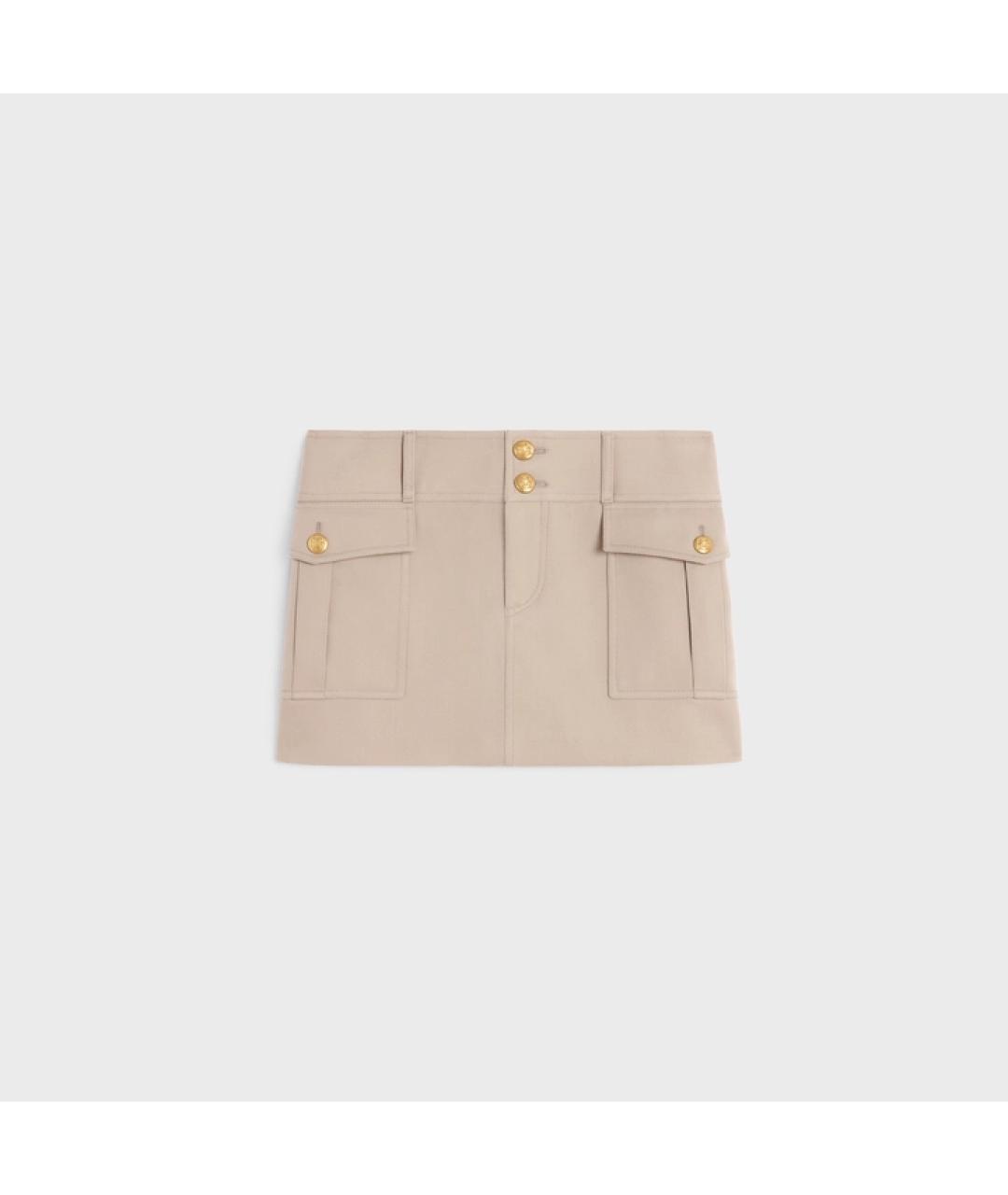 CELINE PRE-OWNED Бежевая шерстяная юбка мини, фото 5
