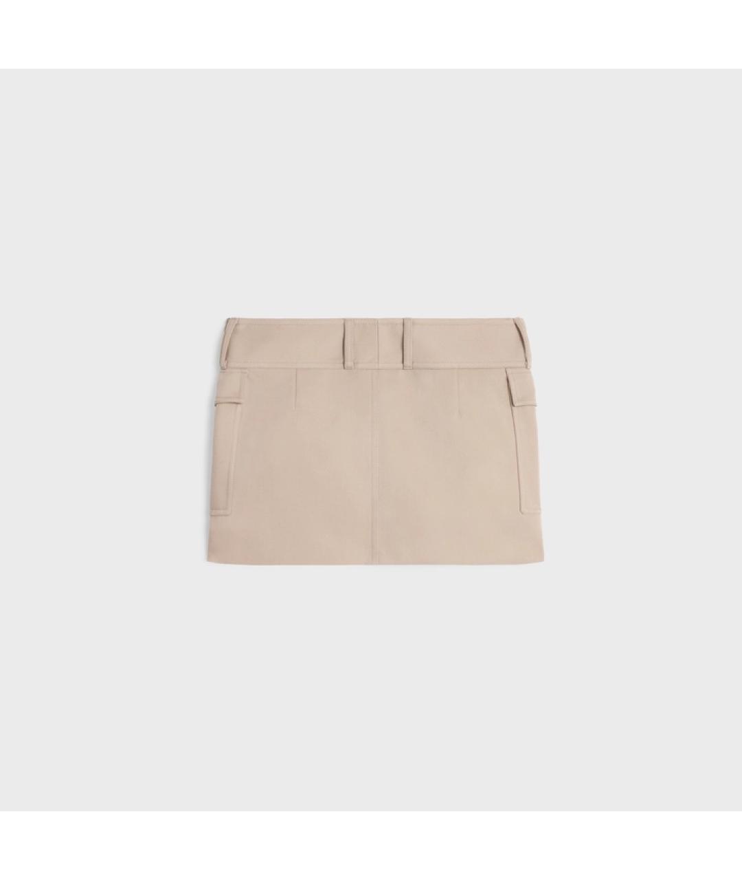 CELINE PRE-OWNED Бежевая шерстяная юбка мини, фото 3