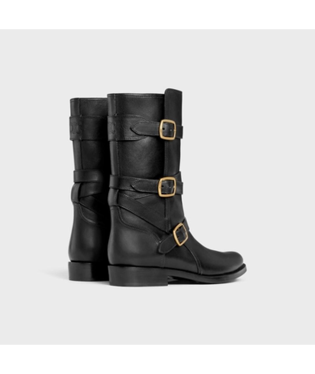 CELINE Черные кожаные сапоги, фото 4