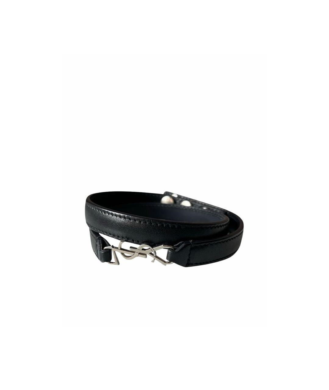 SAINT LAURENT Черный кожаный браслет, фото 1