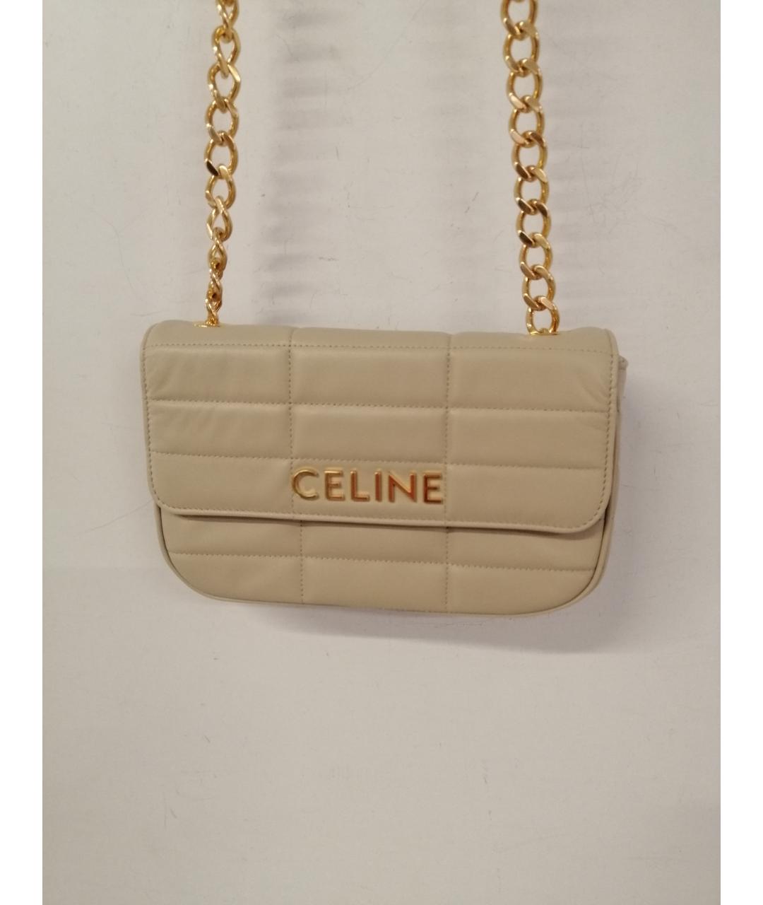 CELINE Бежевая кожаная сумка через плечо, фото 2