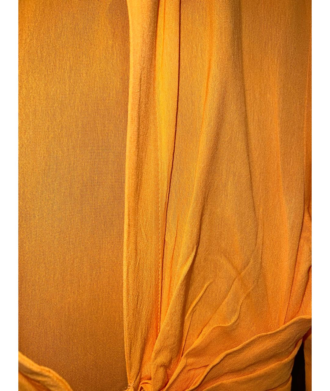JACQUEMUS Оранжевое льняное коктейльное платье, фото 5