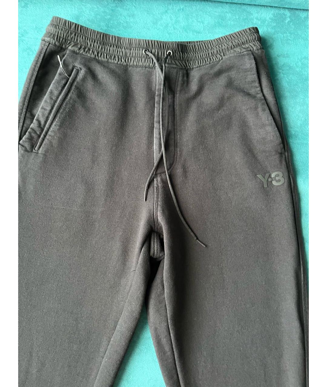 Y-3 Черные хлопковые повседневные брюки, фото 4