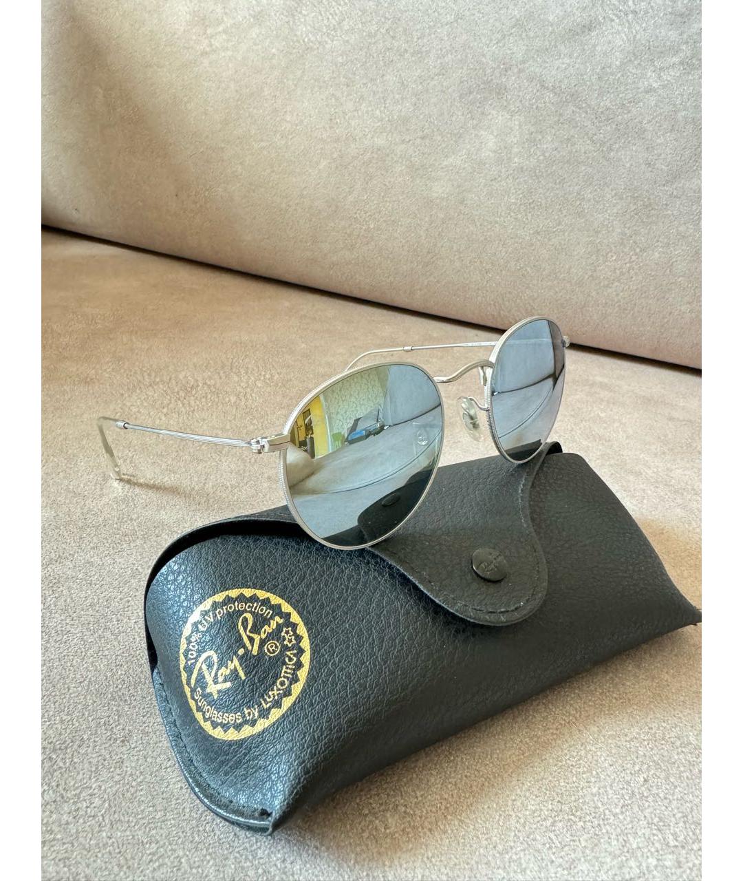 RAY BAN Серебряные металлические солнцезащитные очки, фото 2