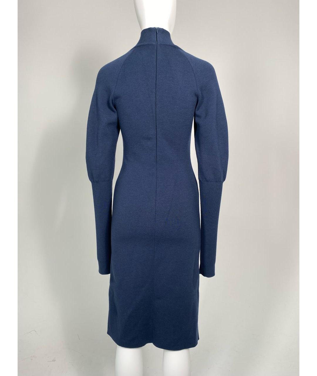 BOTTEGA VENETA Синее шерстяное повседневное платье, фото 2