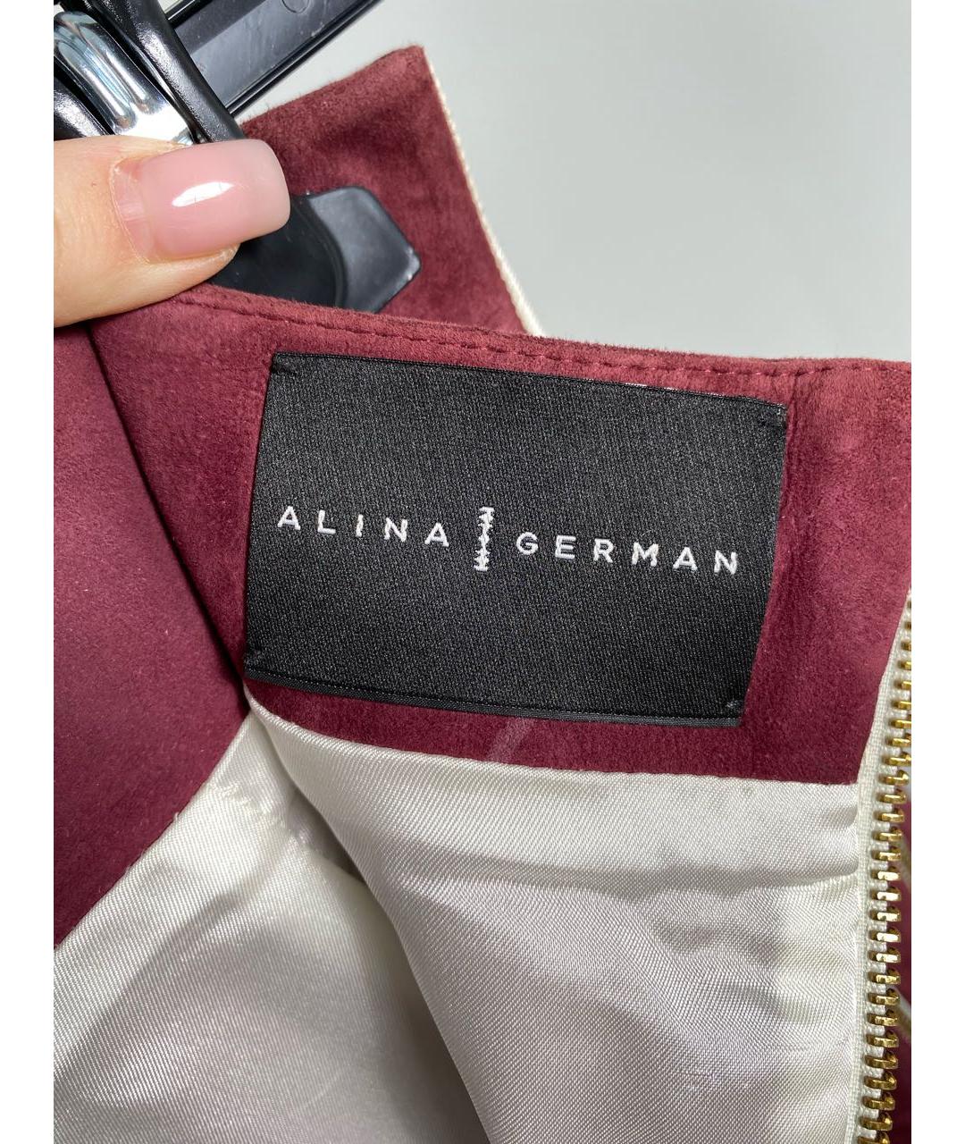ALINA GERMAN Бордовая замшевая юбка миди, фото 7