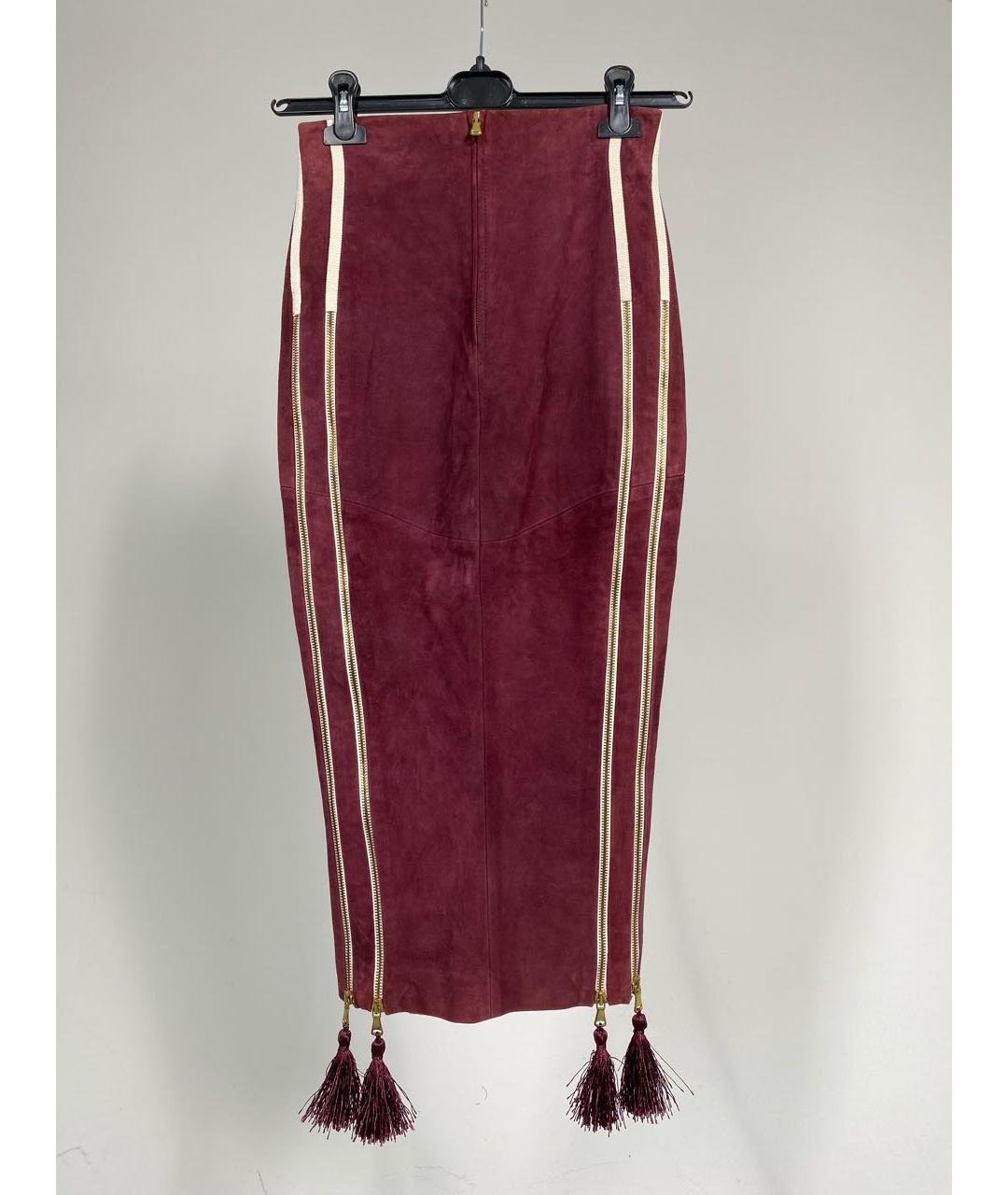 ALINA GERMAN Бордовая замшевая юбка миди, фото 2