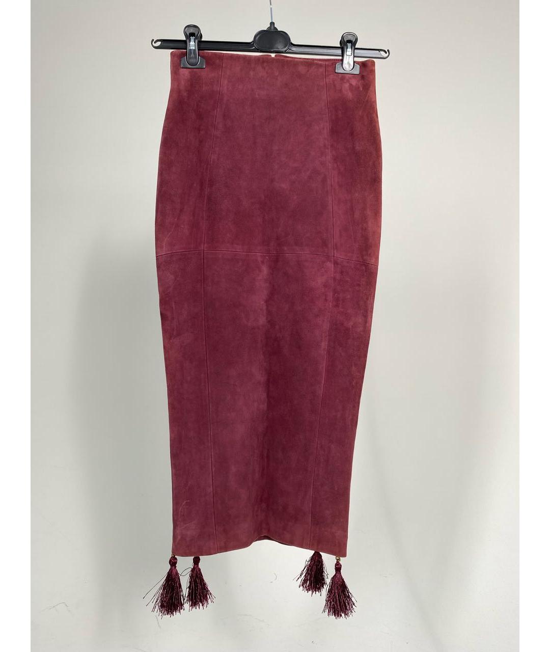ALINA GERMAN Бордовая замшевая юбка миди, фото 9