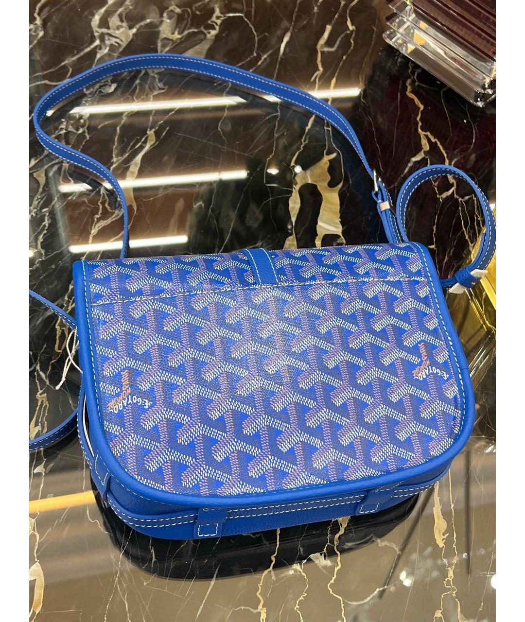 GOYARD Синяя кожаная сумка через плечо, фото 5