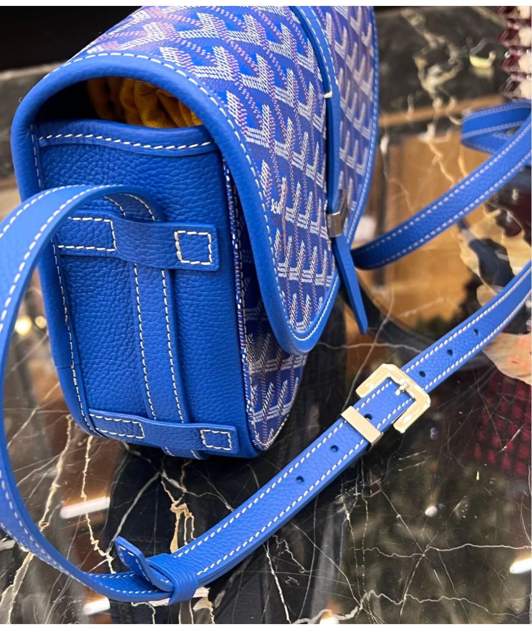 GOYARD Синяя кожаная сумка через плечо, фото 4