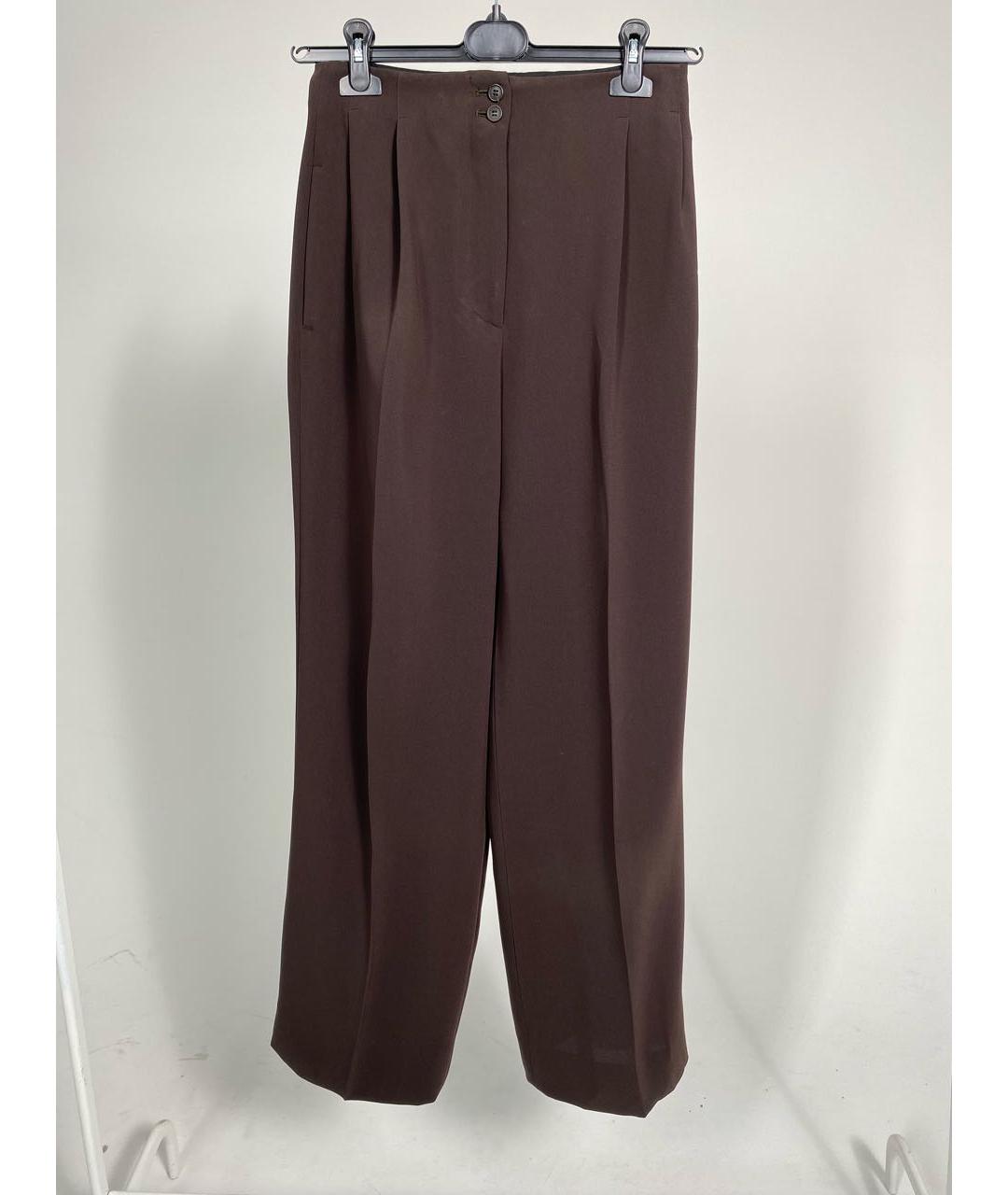 THE ROW Коричневые шерстяные классические брюки, фото 6