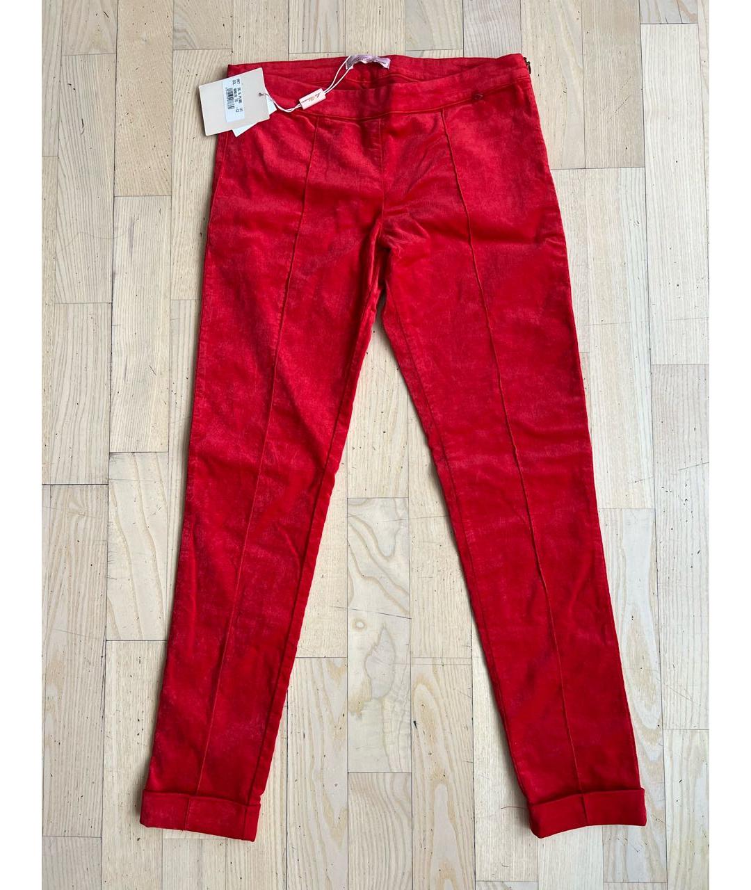 MISS BLUMARINE Красные хлопковые брюки и шорты, фото 4