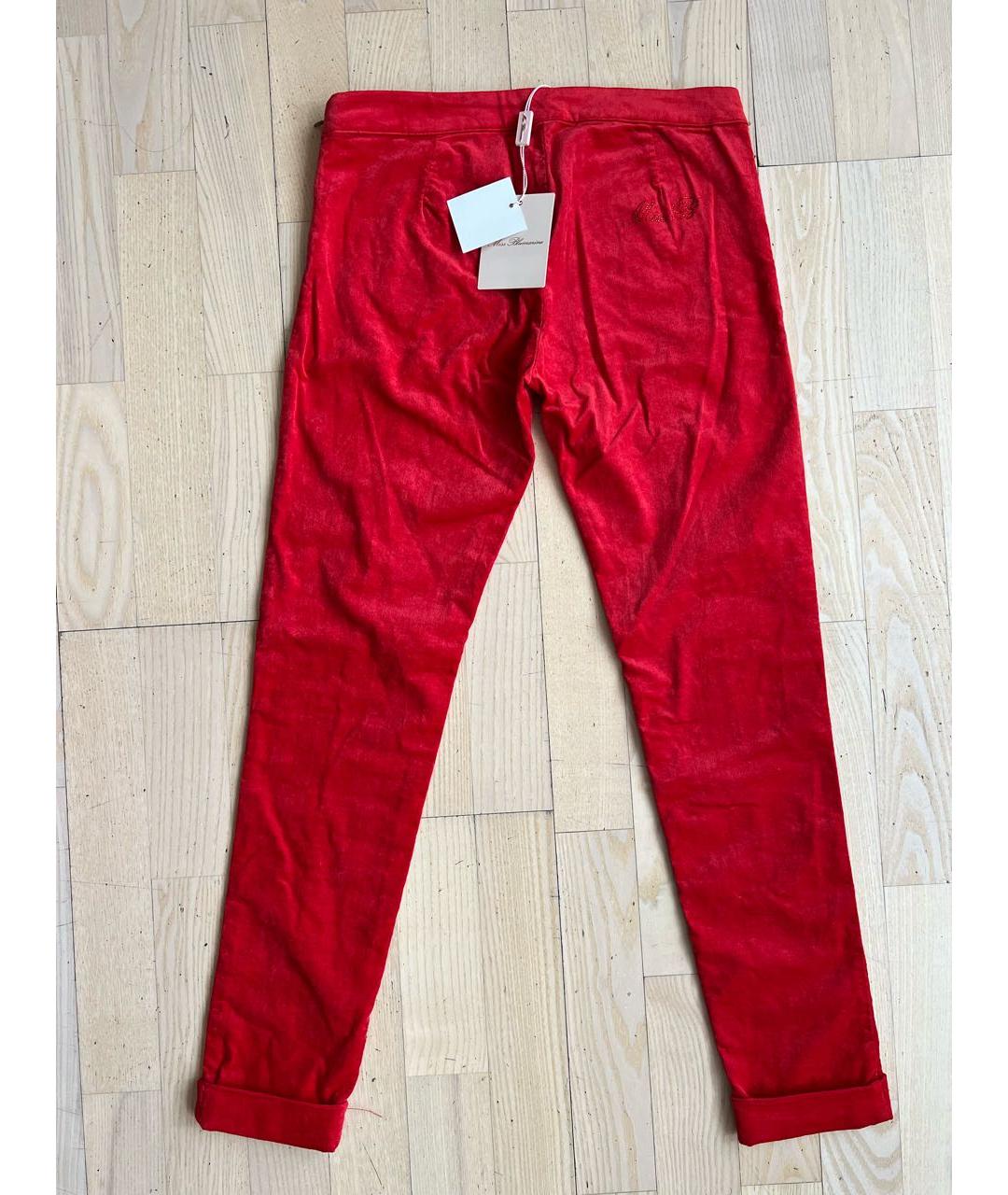 MISS BLUMARINE Красные хлопковые брюки и шорты, фото 2