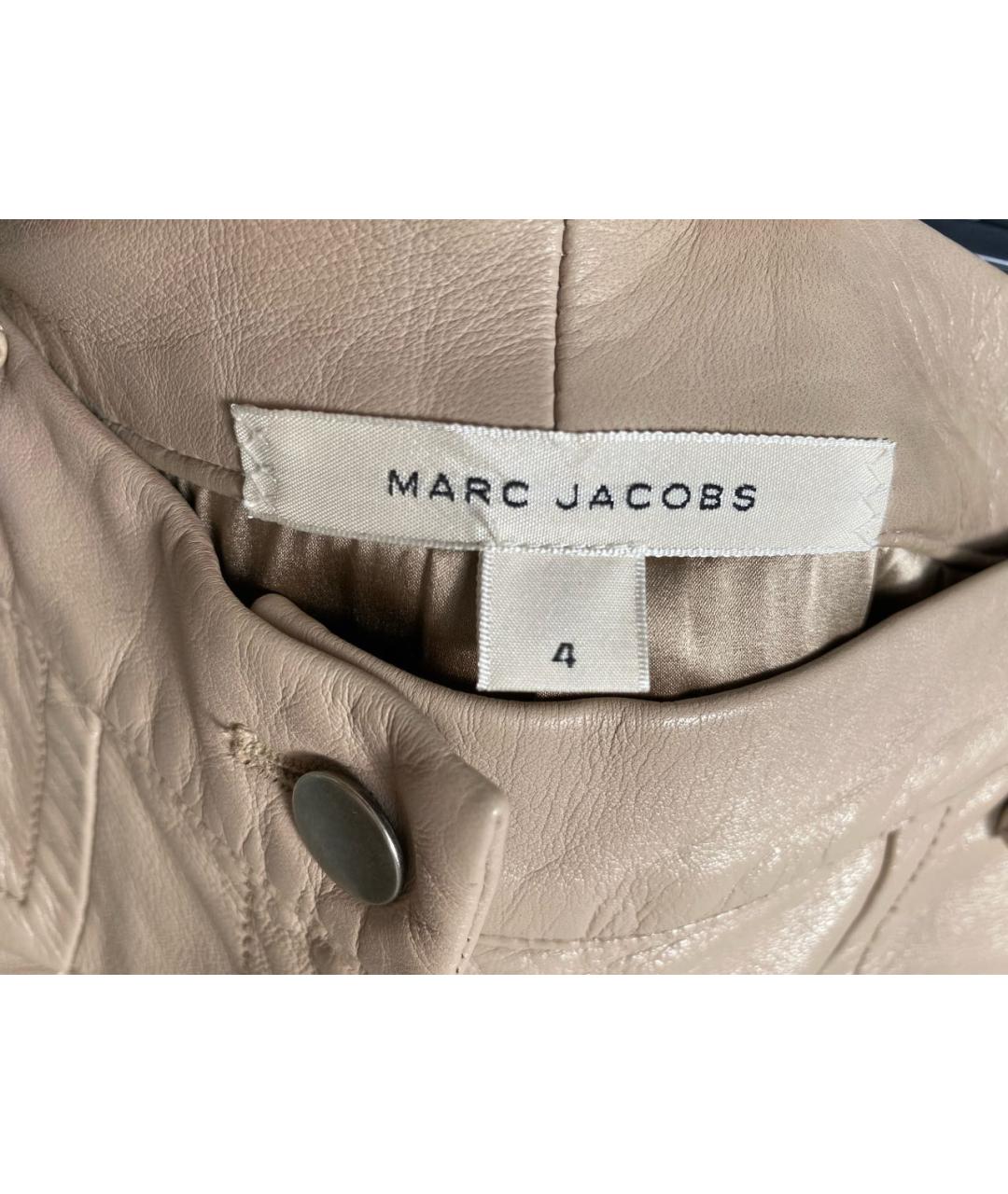 MARC JACOBS Бежевые кожаные брюки узкие, фото 4