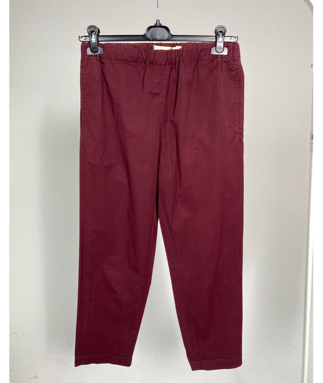MARNI Бордовые хлопковые брюки узкие, фото 5