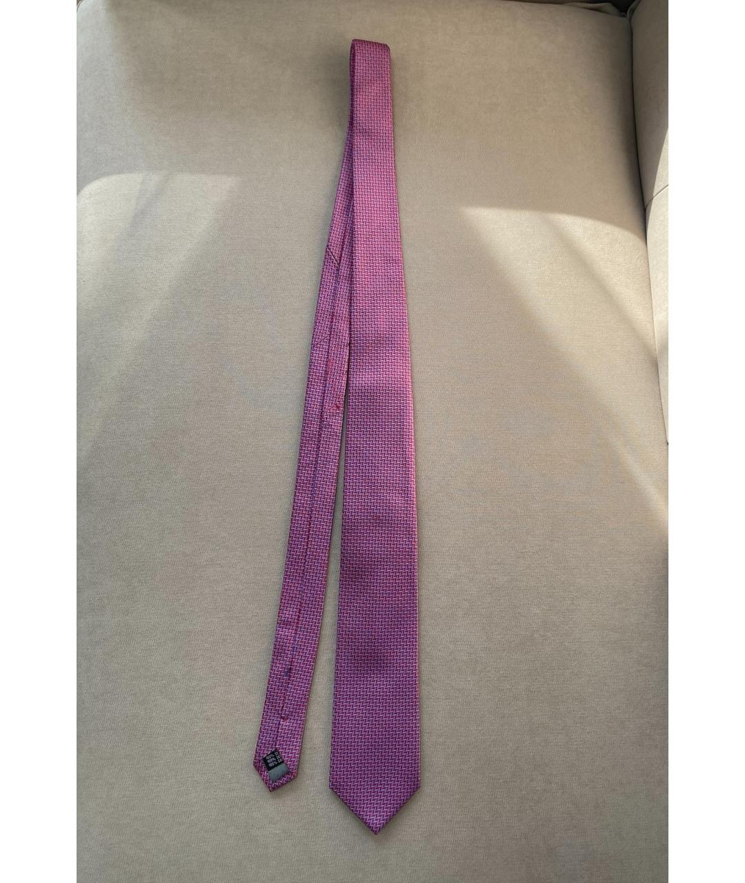 SAINT LAURENT Розовый шелковый галстук, фото 8
