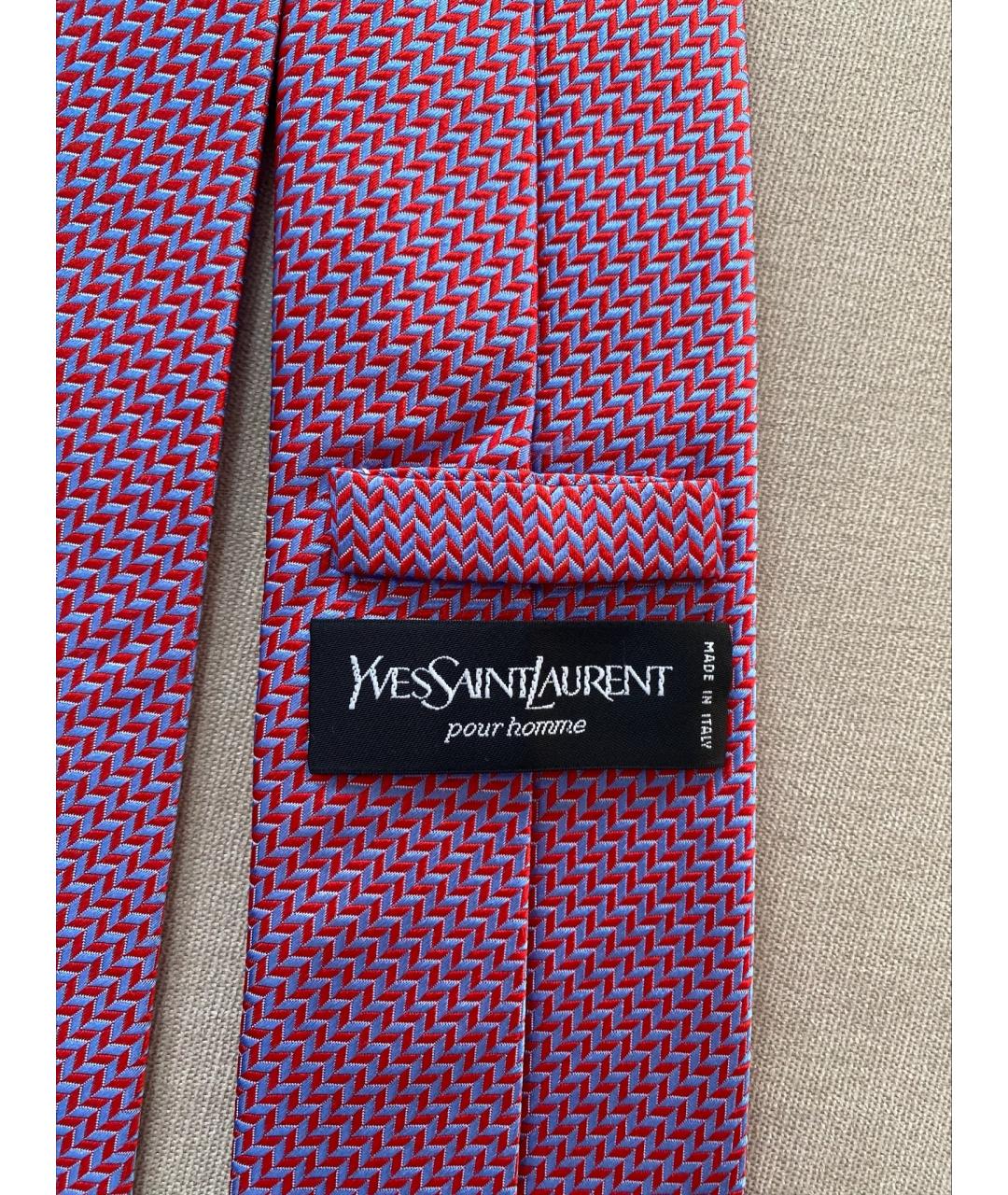 SAINT LAURENT Розовый шелковый галстук, фото 5