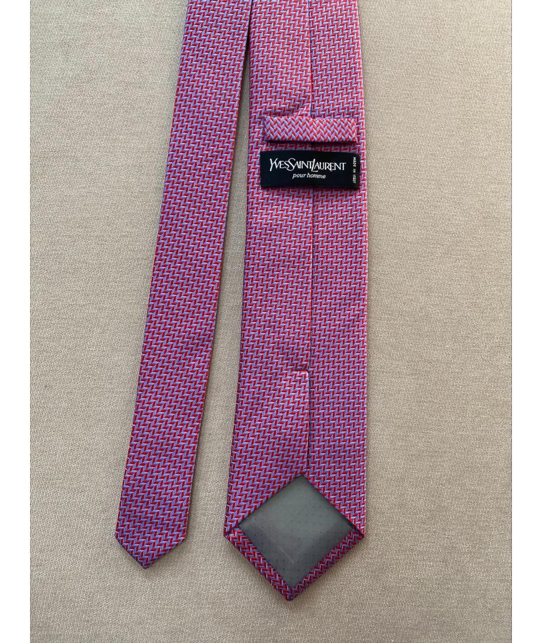 SAINT LAURENT Розовый шелковый галстук, фото 4