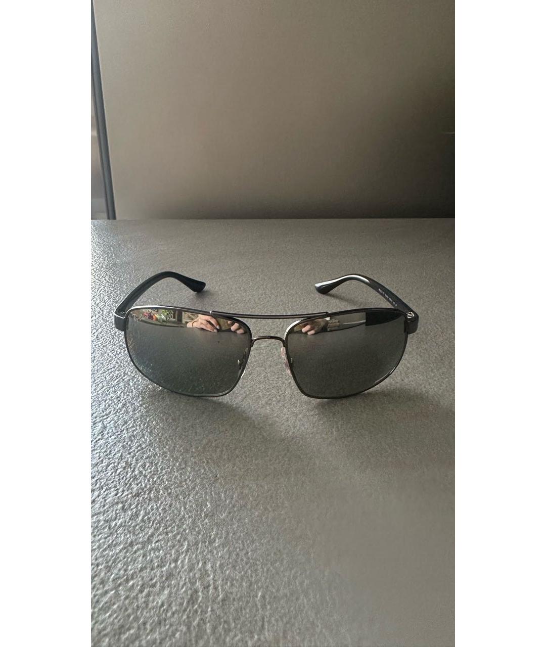 RAY BAN Антрацитовые металлические солнцезащитные очки, фото 5