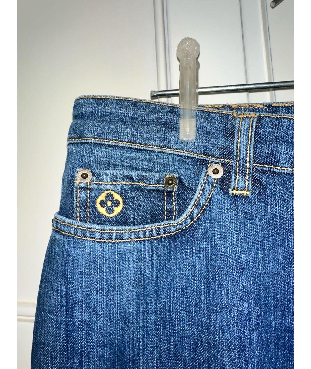 LOUIS VUITTON PRE-OWNED Синие хлопко-эластановые прямые джинсы, фото 3