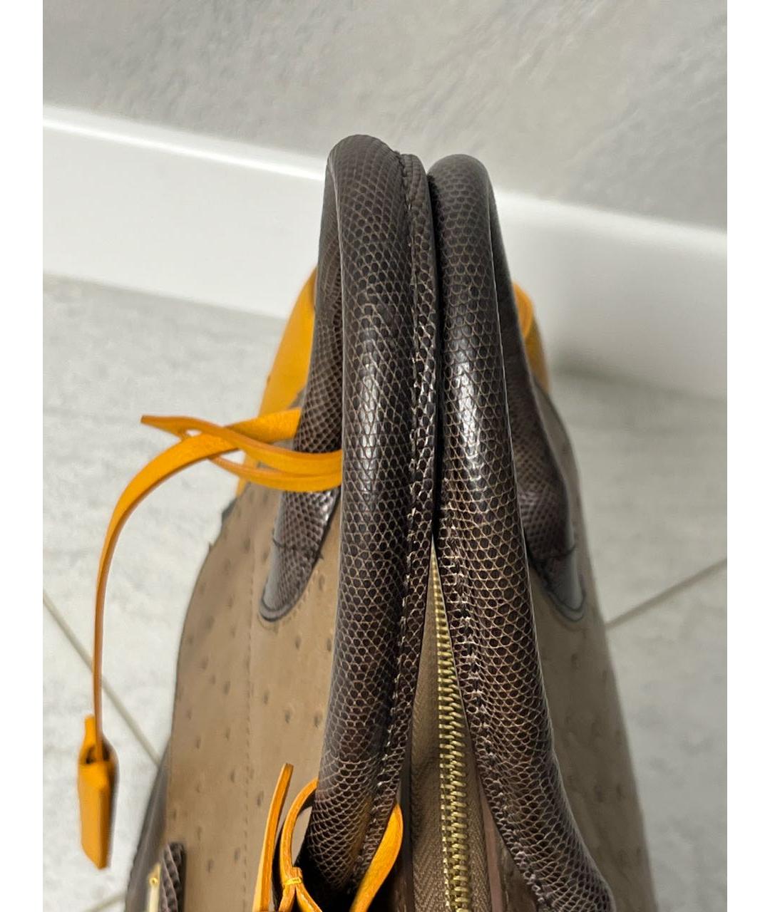 LOUIS VUITTON Горчичная сумка с короткими ручками из экзотической кожи, фото 6