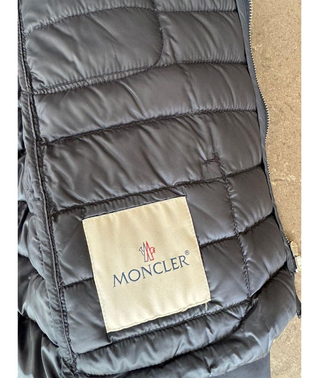 MONCLER Темно-синий полиэстеровый пуховик, фото 2