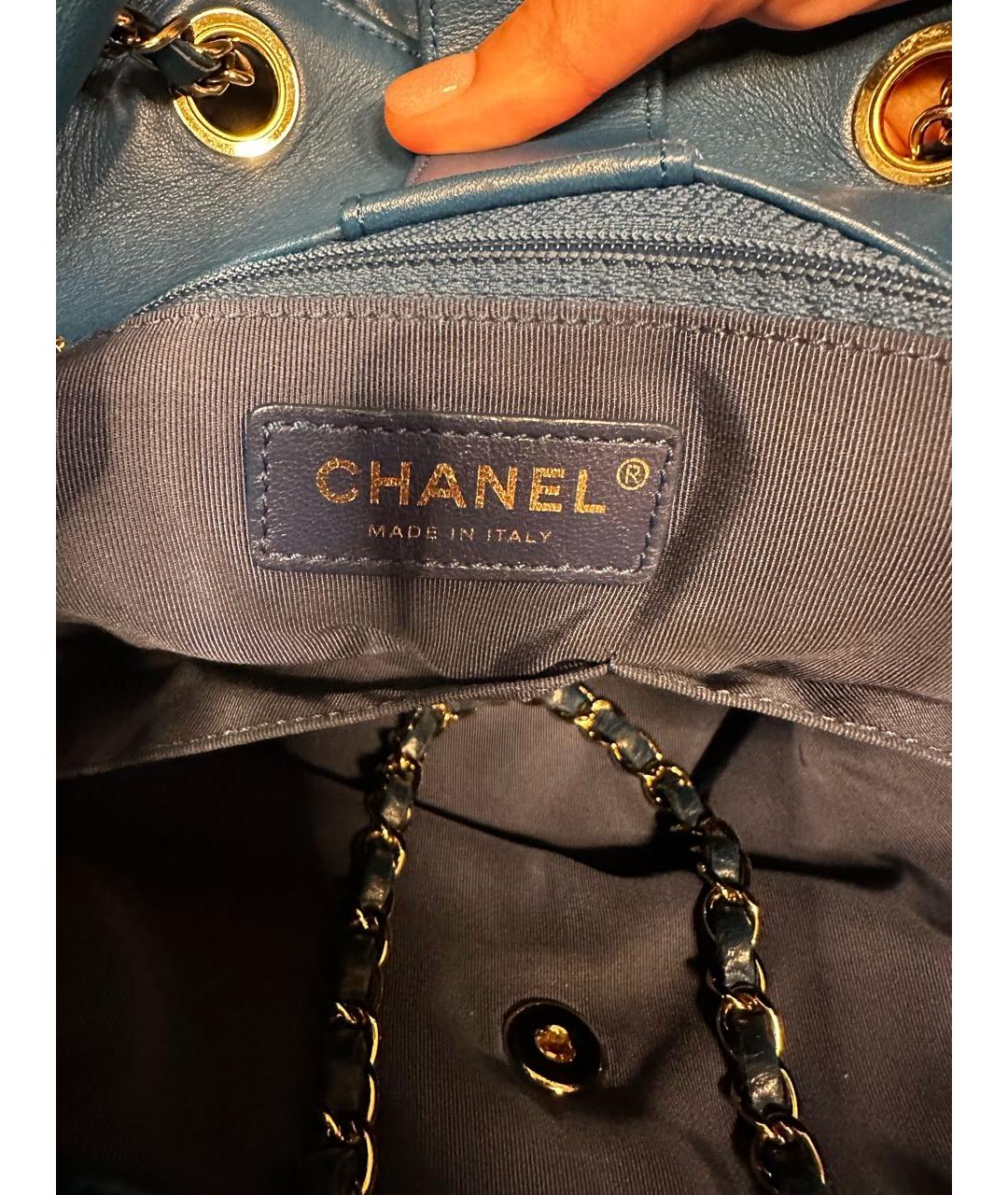 CHANEL PRE-OWNED Синяя кожаная сумка через плечо, фото 4