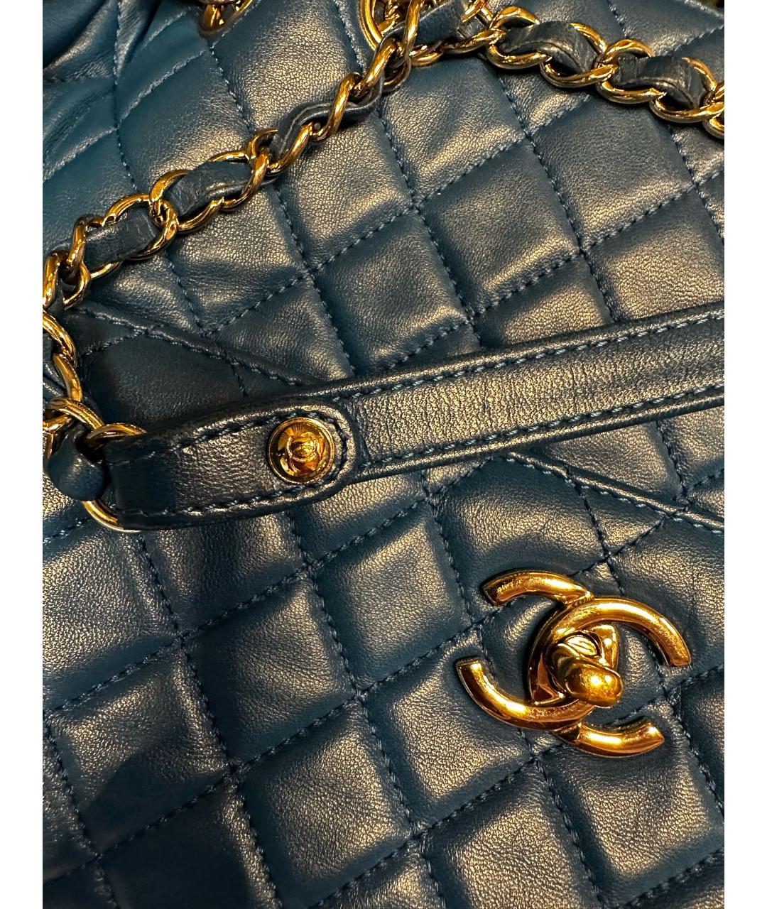 CHANEL PRE-OWNED Синяя кожаная сумка через плечо, фото 2