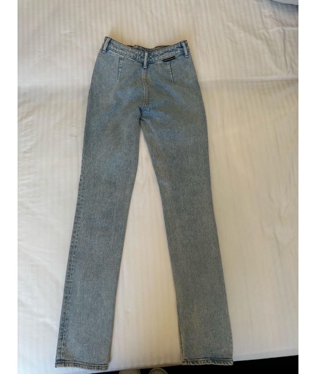 ALEXANDER WANG Голубые хлопко-эластановые джинсы слим, фото 2