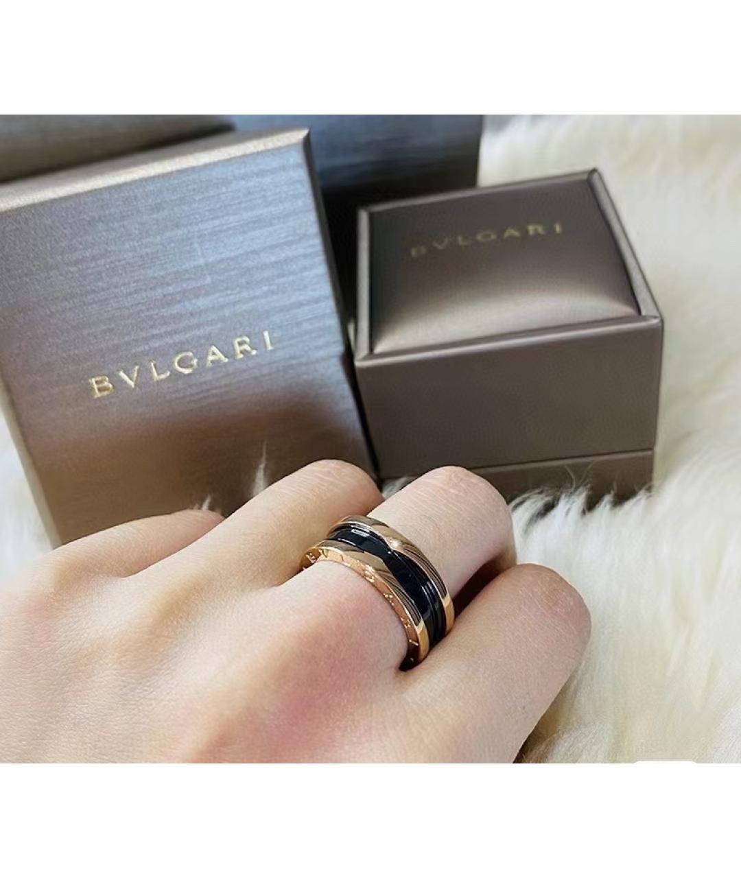 BVLGARI Черное кольцо из розового золота, фото 6