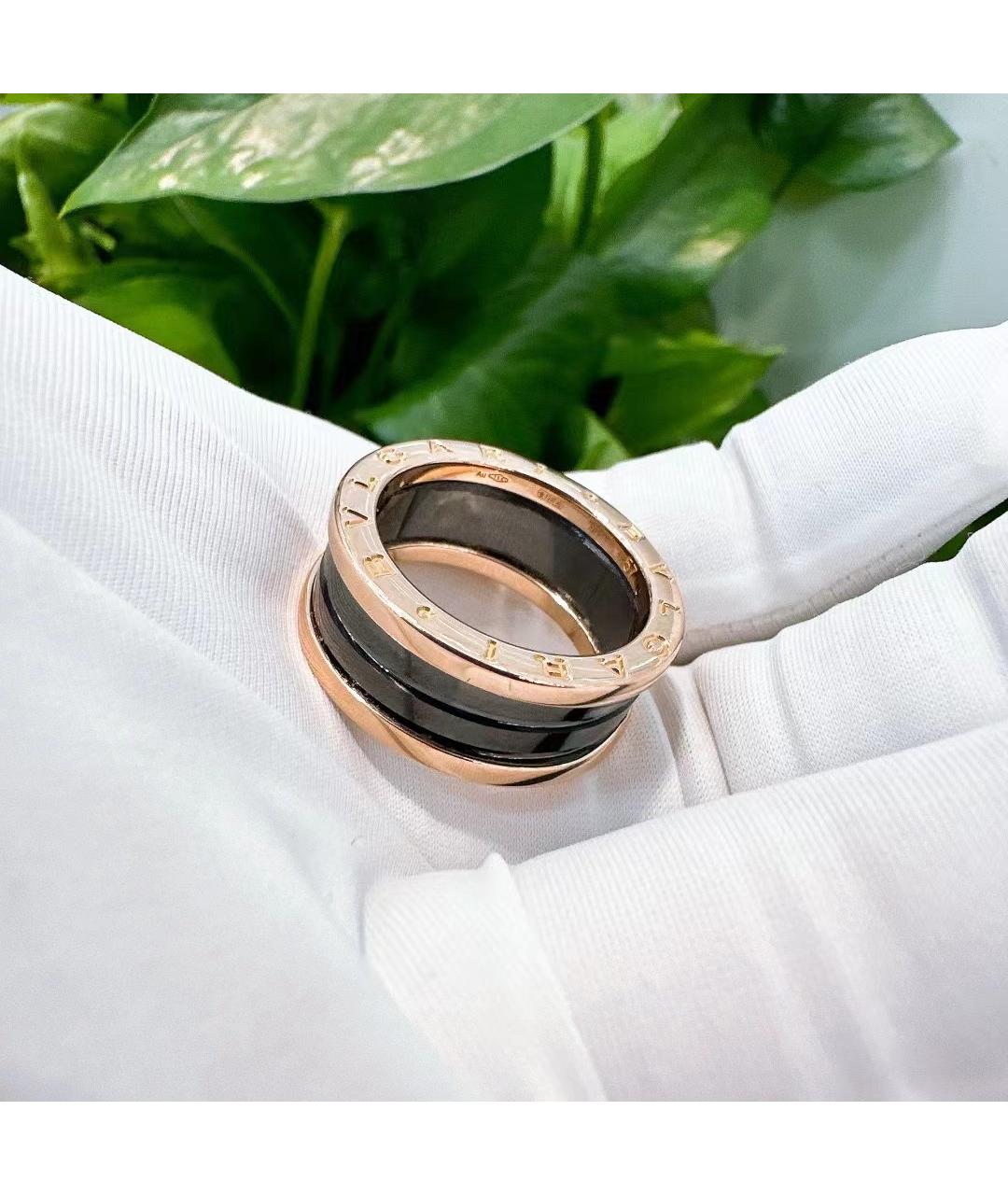 BVLGARI Черное кольцо из розового золота, фото 4