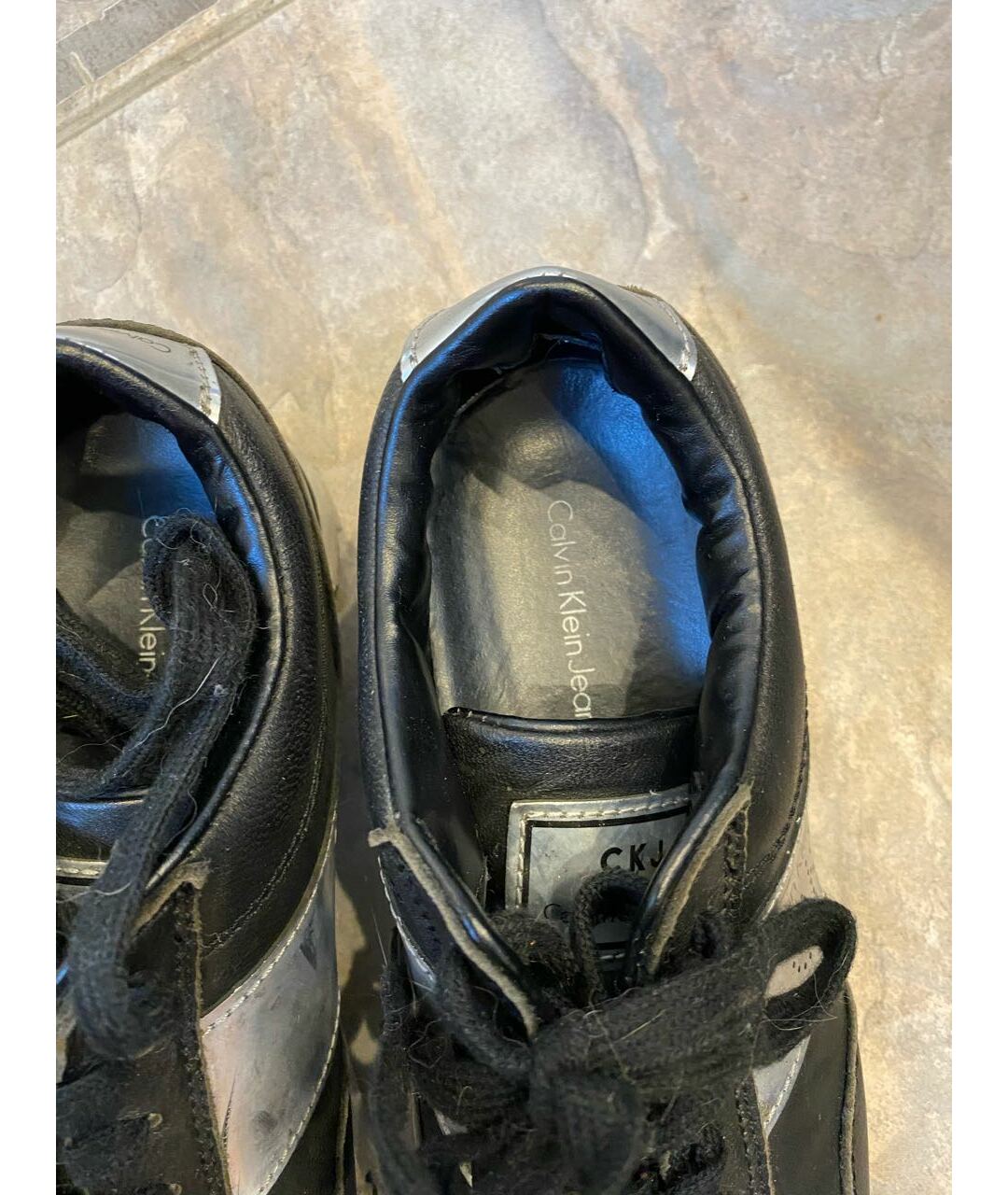 CALVIN KLEIN JEANS Черные кожаные кроссовки, фото 3