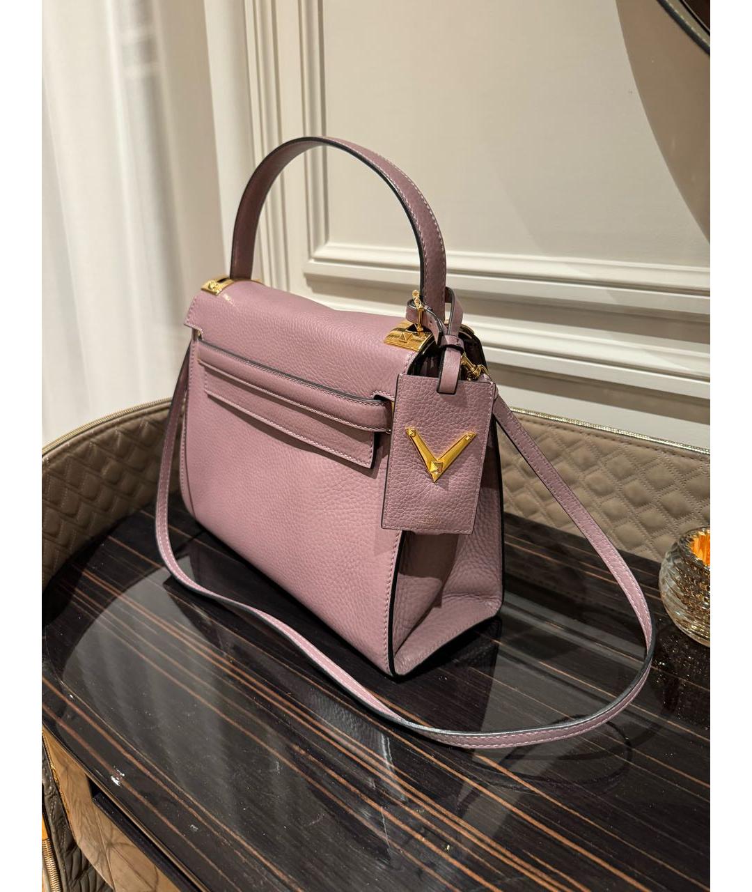 VALENTINO Фиолетовая кожаная сумка с короткими ручками, фото 3