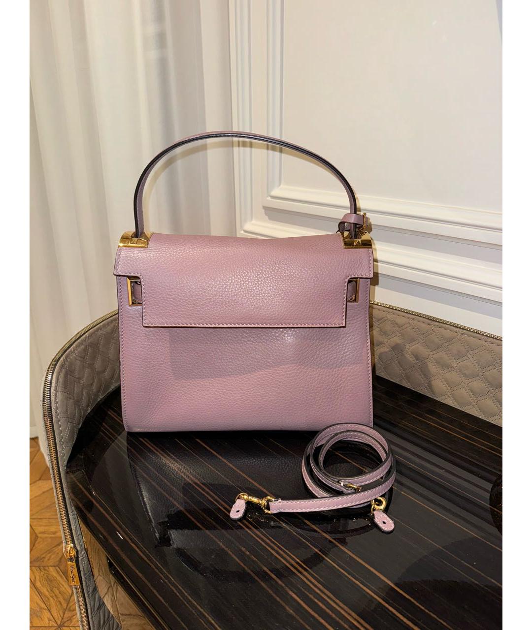 VALENTINO Фиолетовая кожаная сумка с короткими ручками, фото 4