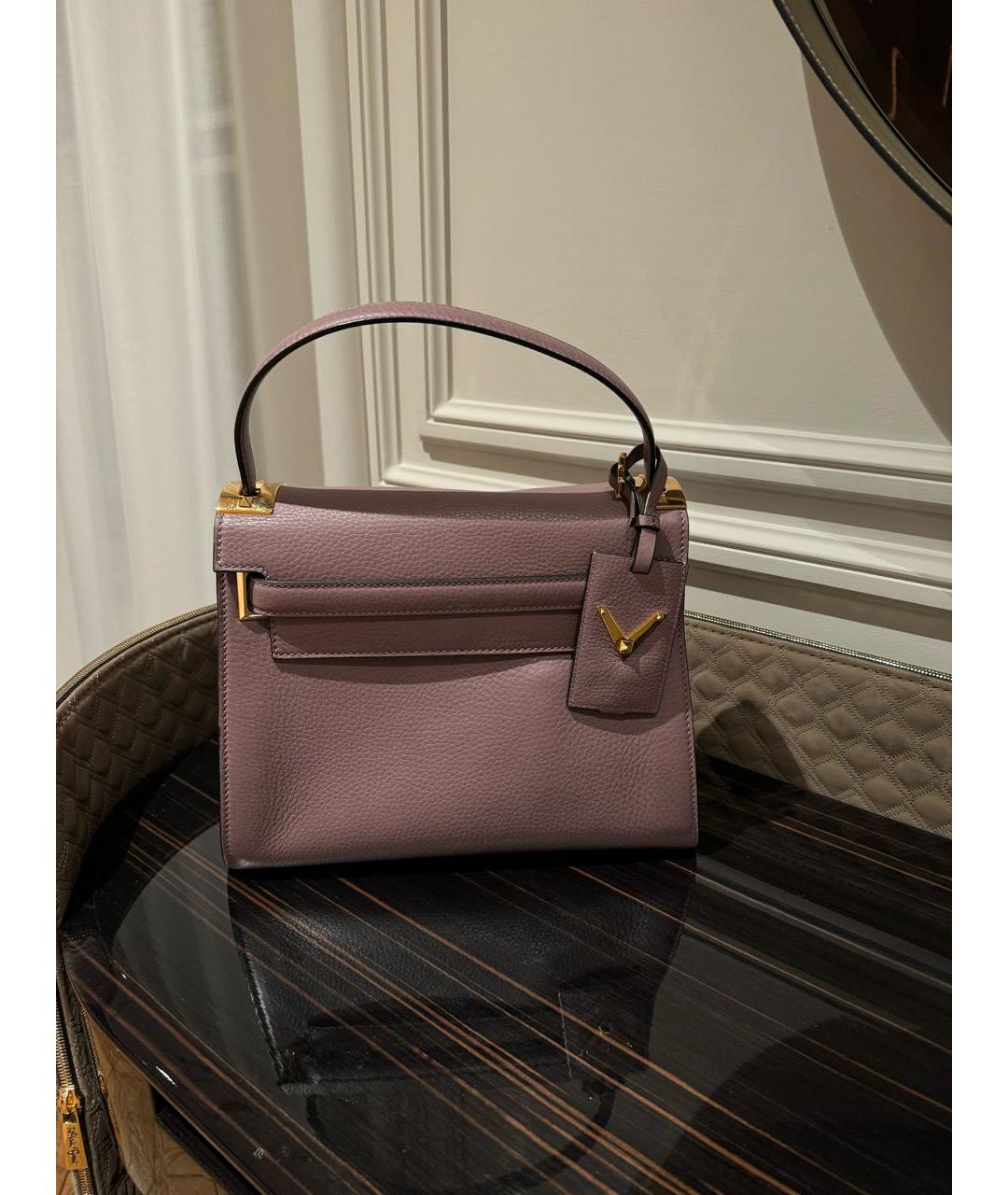 VALENTINO Фиолетовая кожаная сумка с короткими ручками, фото 6