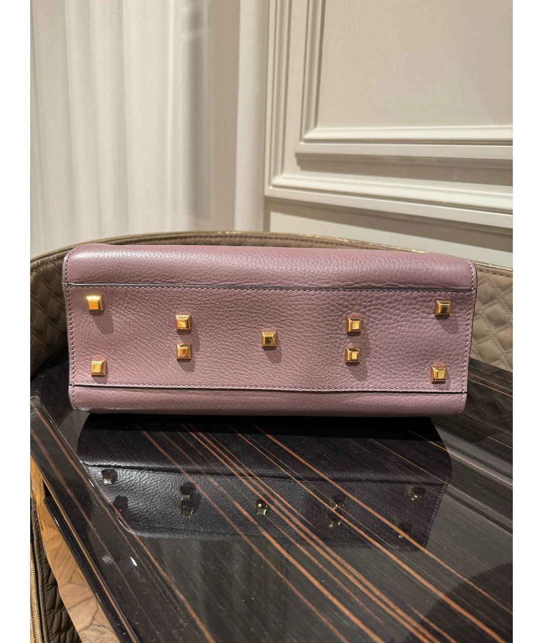 VALENTINO Фиолетовая кожаная сумка с короткими ручками, фото 5