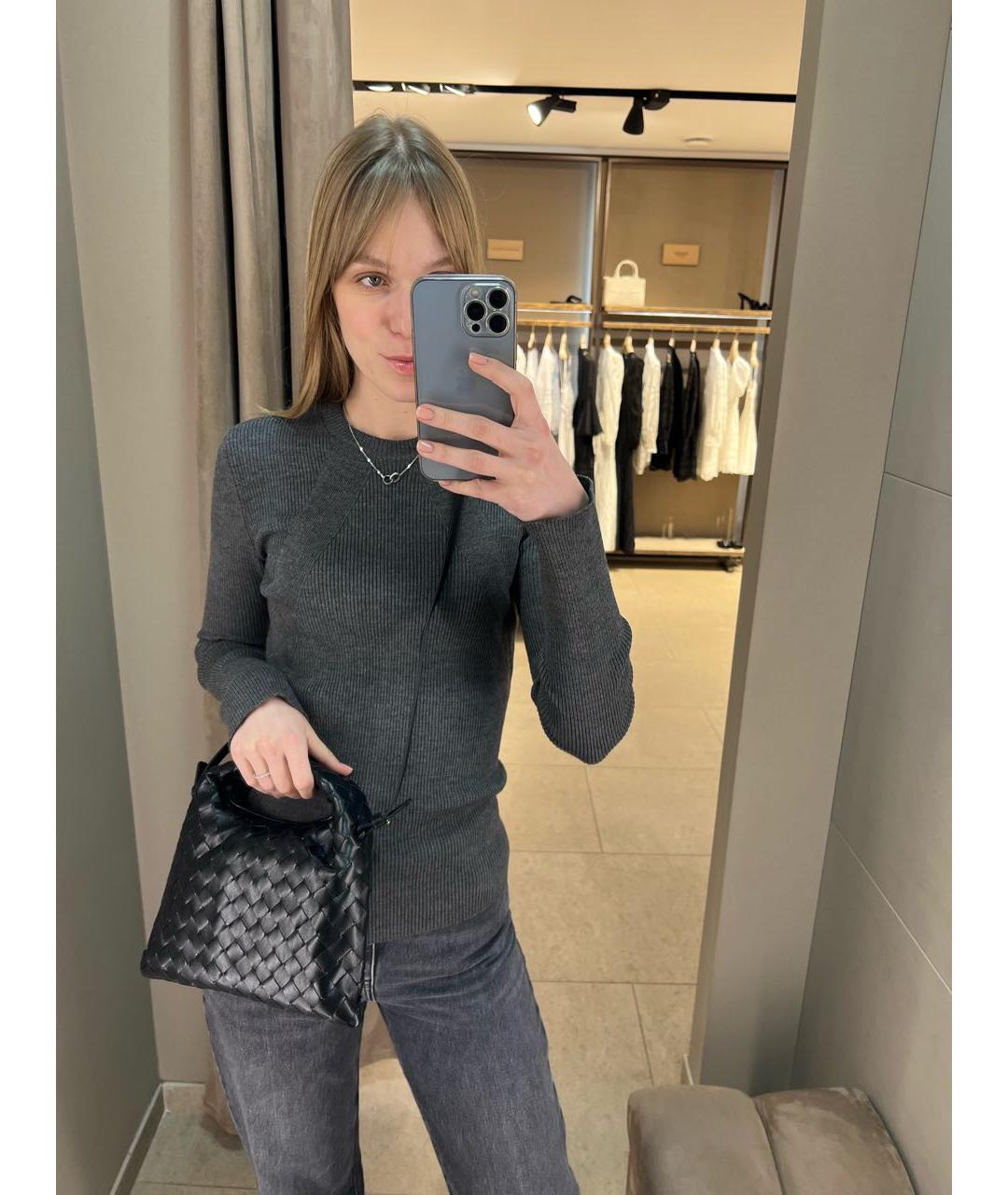 BOTTEGA VENETA Черная кожаная сумка через плечо, фото 5