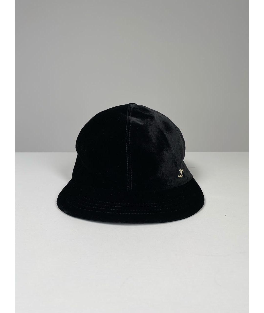 CHANEL PRE-OWNED Черная бархатная кепка, фото 6
