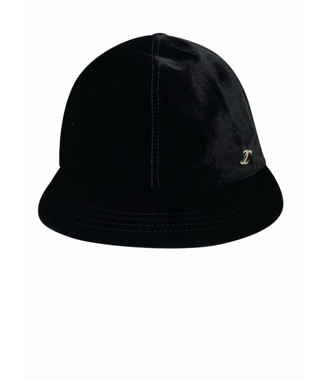 CHANEL PRE-OWNED Черная бархатная кепка, фото 1