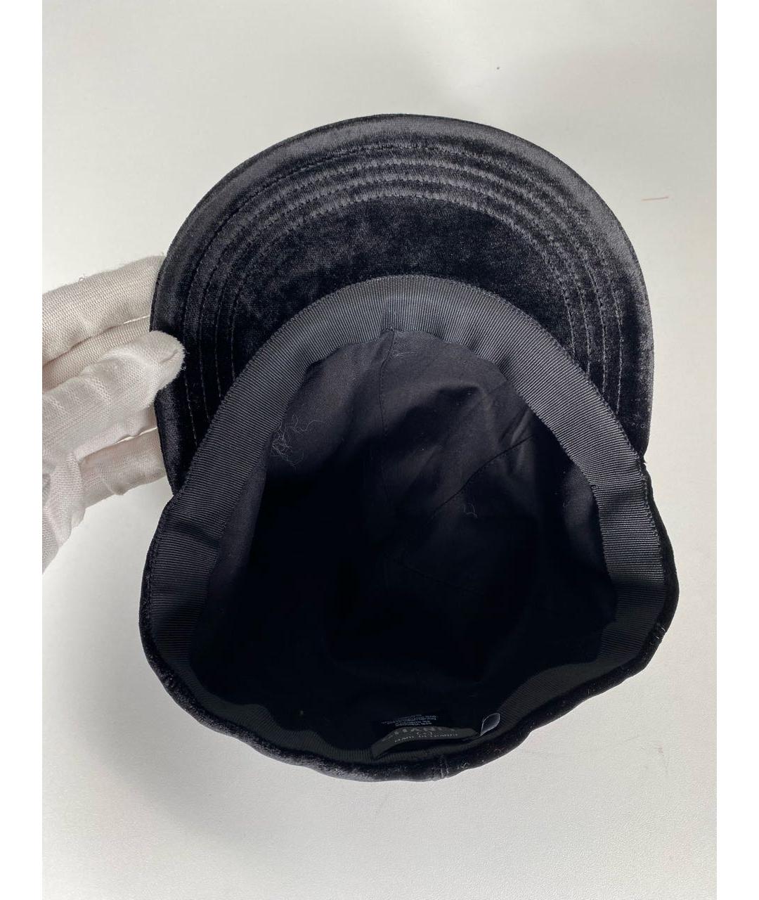 CHANEL PRE-OWNED Черная бархатная кепка, фото 4