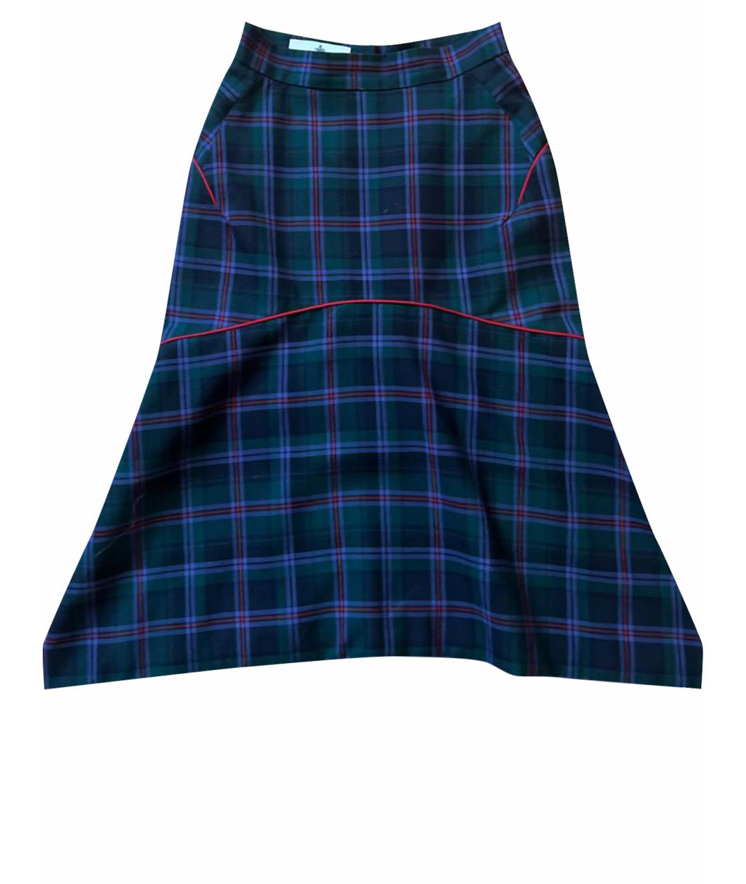 VIVIENNE WESTWOOD Темно-синяя шерстяная юбка миди, фото 1