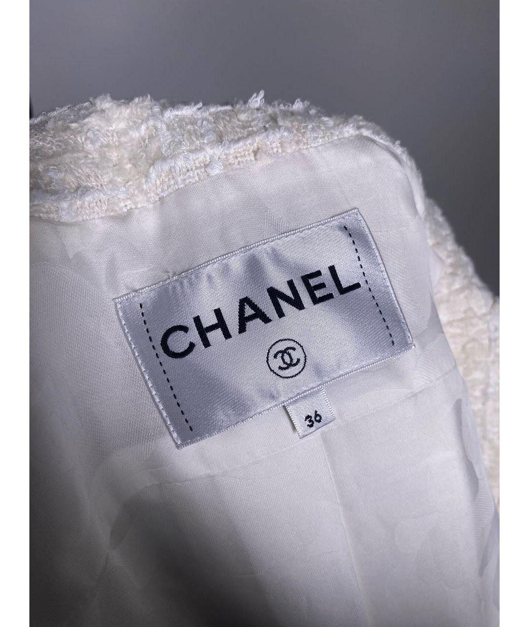 CHANEL Белый твидовый жакет/пиджак, фото 7