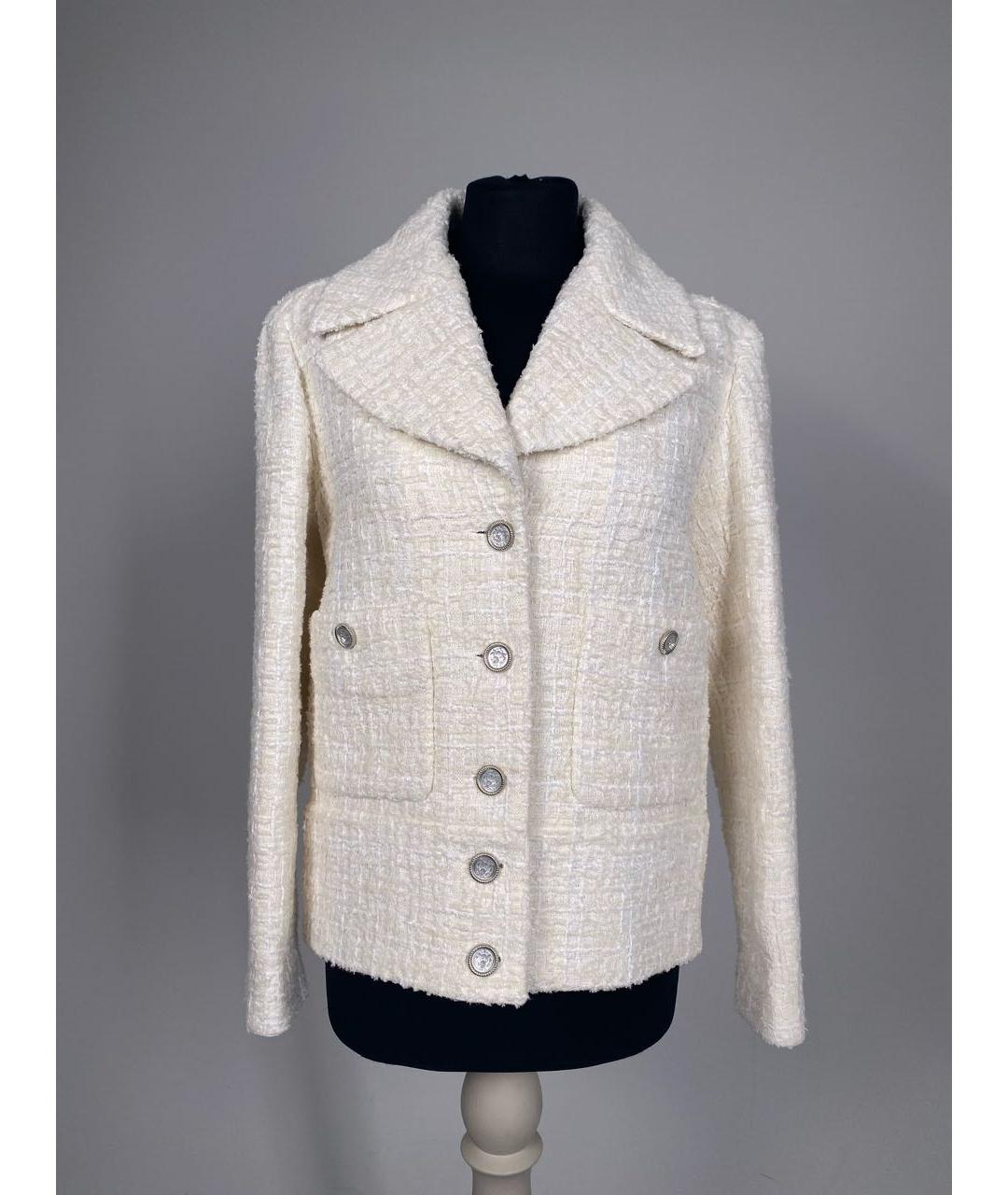 CHANEL Белый твидовый жакет/пиджак, фото 9